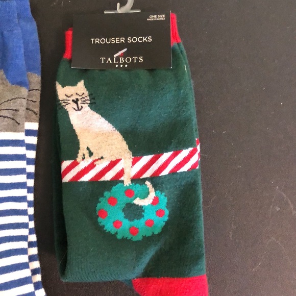 Set of 4 Talbots Trouser Socks Fall / Christmas / Cat OS - Picture 2 of 6